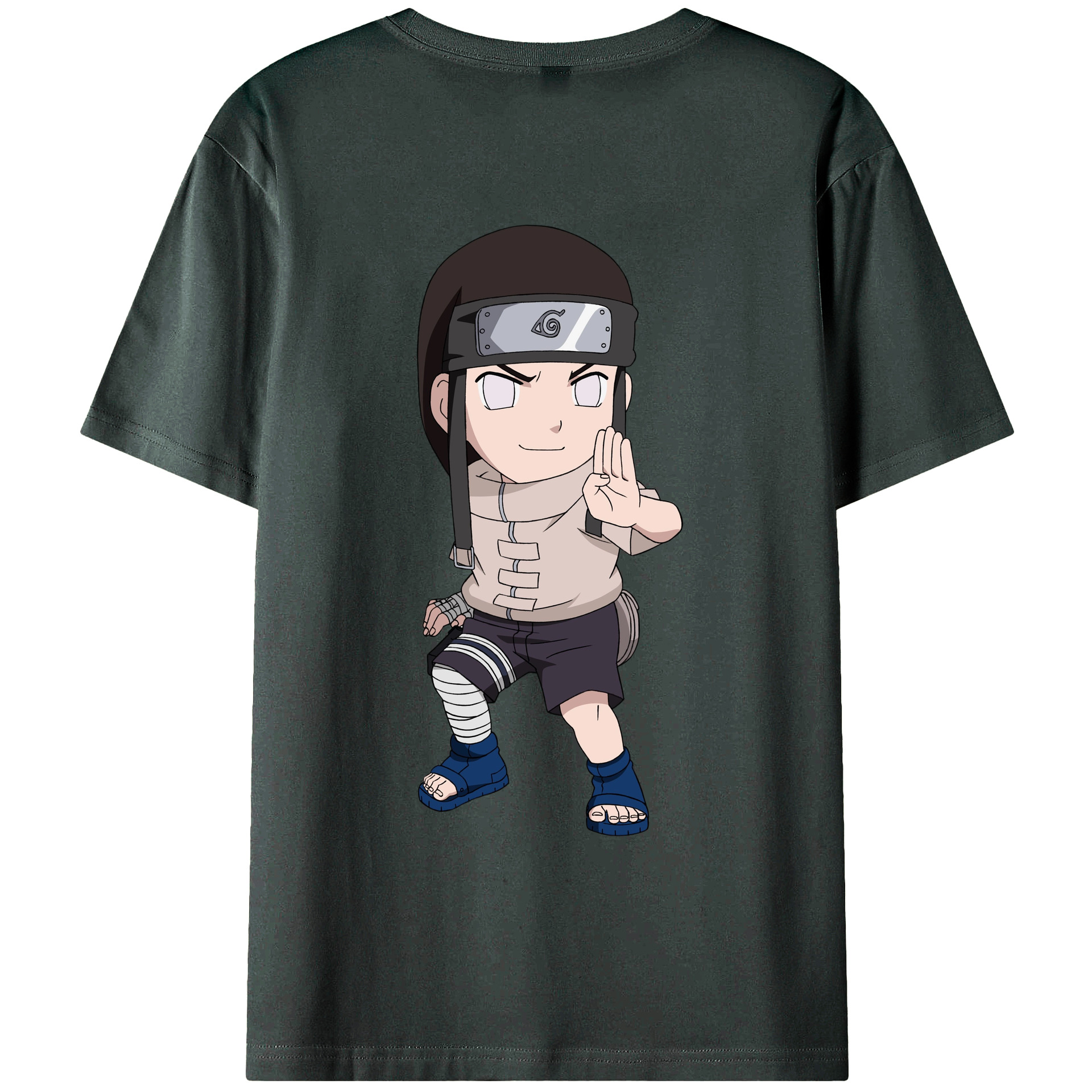 （画像用） NARUTO -ナルト- 日向ネジ Hyūga Neji 綿100％ メンズ半袖Tシャツ（バックプリント） 通気性